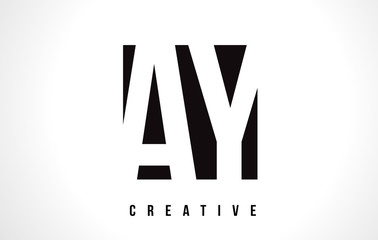 AY A Y White Letter Logo Design with Black Square.