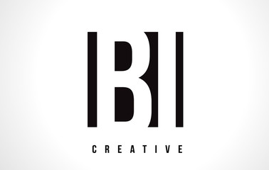BI B I White Letter Logo Design with Black Square.