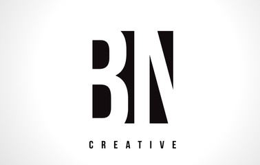 BN B N White Letter Logo Design with Black Square.
