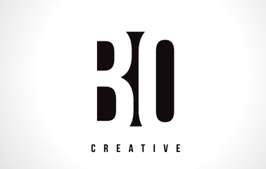 BO B O White Letter Logo Design with Black Square.