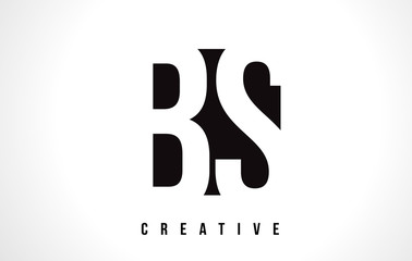 BS B S White Letter Logo Design with Black Square.