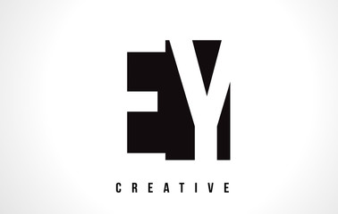 EY E Y White Letter Logo Design with Black Square.