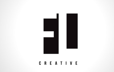 FL F L White Letter Logo Design with Black Square.