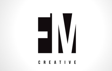 FM F M White Letter Logo Design with Black Square. - obrazy, fototapety, plakaty