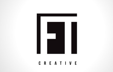 FT F T White Letter Logo Design with Black Square. - obrazy, fototapety, plakaty