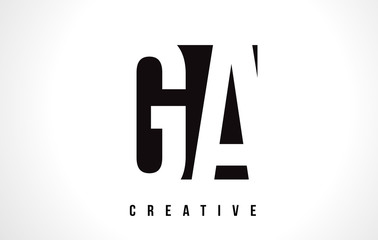 GA G A White Letter Logo Design with Black Square.