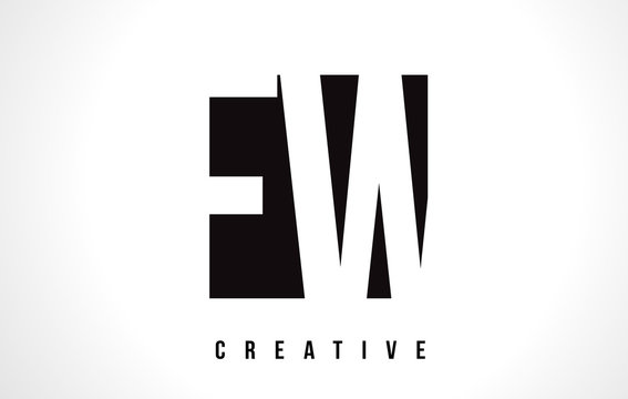 FW F W White Letter Logo Design with Black Square.
