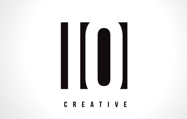 IO I O White Letter Logo Design with Black Square.
