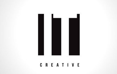 IT I T White Letter Logo Design with Black Square.