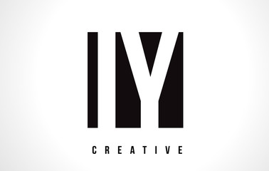 IY I Y White Letter Logo Design with Black Square.