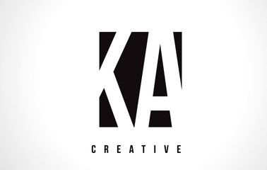 Obraz premium KA K A White Letter Logo Design with Black Square.