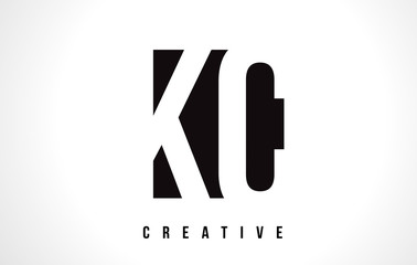 Fototapeta premium KC K C White Letter Logo Design with Black Square.