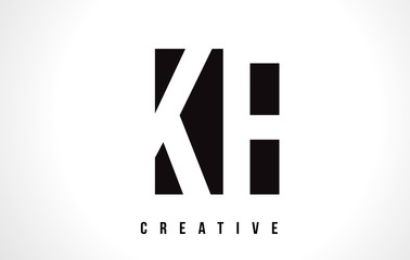KF K F White Letter Logo Design with Black Square.
