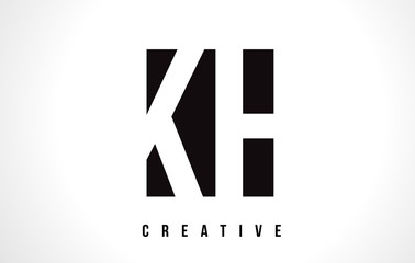 Obraz premium KH K H White Letter Logo Design with Black Square.