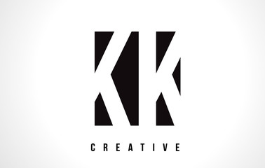 KK K K White Letter Logo Design with Black Square.
