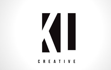 KL K L White Letter Logo Design with Black Square.