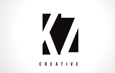 KZ K Z White Letter Logo Design with Black Square.