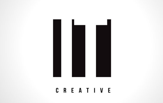 IT I T White Letter Logo Design with Black Square.