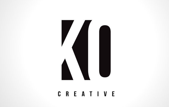 KO K O White Letter Logo Design with Black Square.