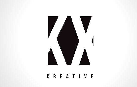 KX K X White Letter Logo Design with Black Square.