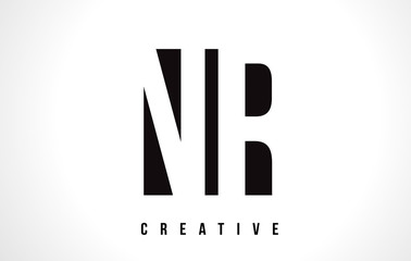 Obraz premium NR N R White Letter Logo Design with Black Square.