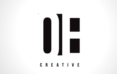 OE O E White Letter Logo Design with Black Square.