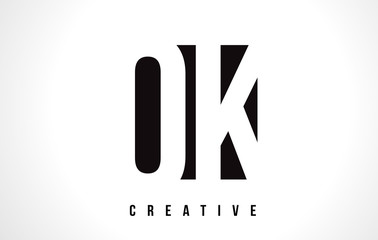Obraz premium OK O K White Letter Logo Design with Black Square.