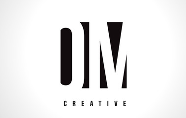 OM O M White Letter Logo Design with Black Square.