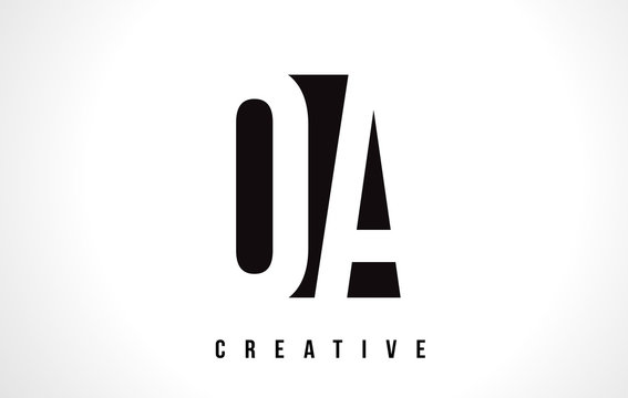 OA O A White Letter Logo Design with Black Square.