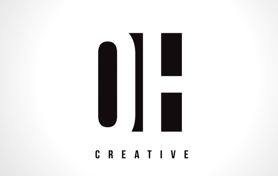 OH O H White Letter Logo Design with Black Square.