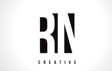 RN R N White Letter Logo Design with Black Square.