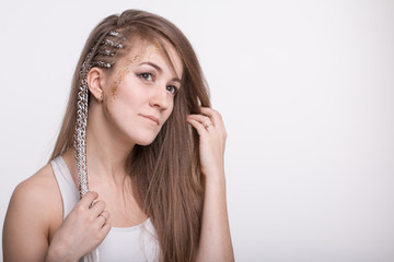 Portrait of a nice girl with long hair