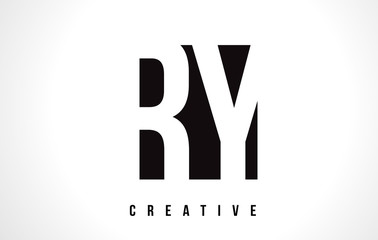 RY R Y White Letter Logo Design with Black Square.