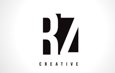 RZ R Z White Letter Logo Design with Black Square.