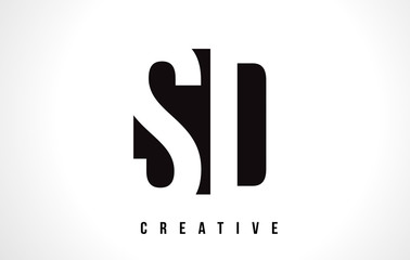 SD S D White Letter Logo Design with Black Square.