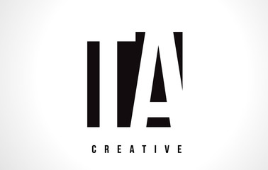 TA T A White Letter Logo Design with Black Square.