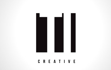 TI T I White Letter Logo Design with Black Square.