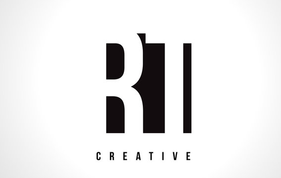 RT R T White Letter Logo Design with Black Square.