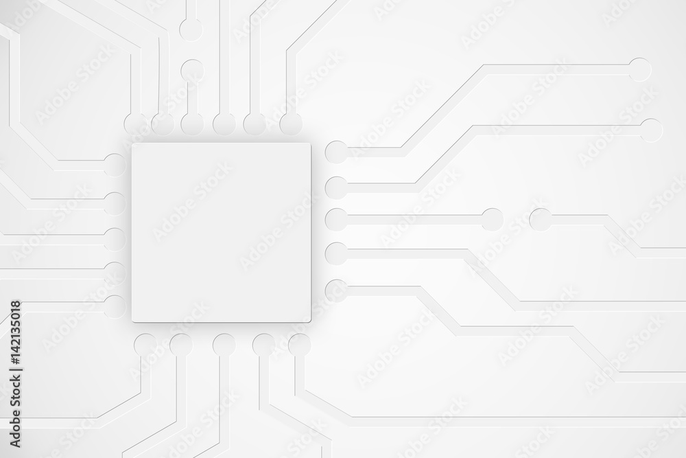 Poster modern abstract technology background with electronics circuit board chip layout elements