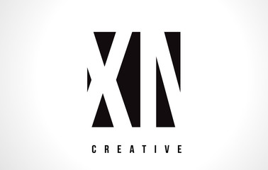 XN X N White Letter Logo Design with Black Square.