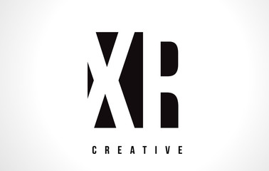 XR X R White Letter Logo Design with Black Square.