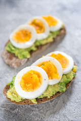 Toast with avocado and egg