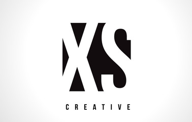 XS X S White Letter Logo Design with Black Square.