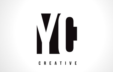 YC Y C White Letter Logo Design with Black Square.