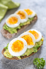 Toast with avocado and egg