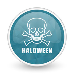 Haloween skull brillant crystal design round blue web icon.