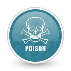 Poison skull brillant crystal design round blue web icon.