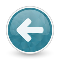 Left arrow brillant crystal design round blue web icon.