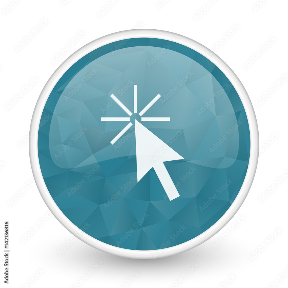 Poster click here brillant crystal design round blue web icon.