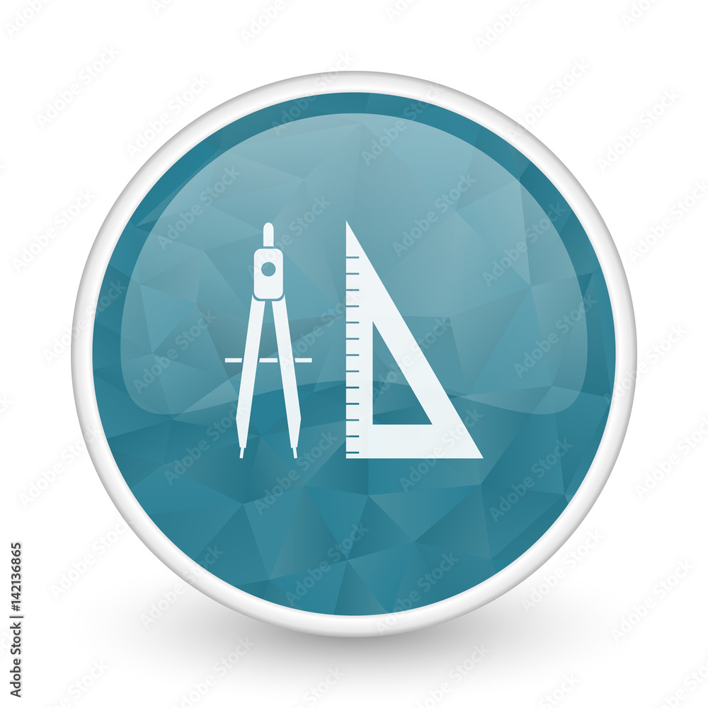 Poster learning brillant crystal design round blue web icon.